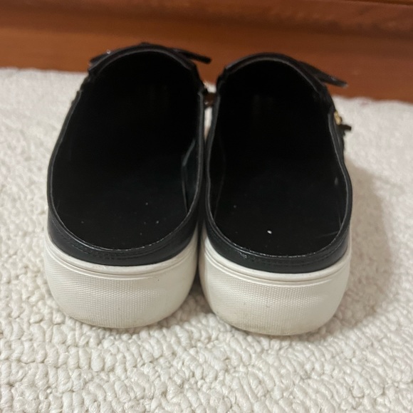 J/Slides Black Leather Amora Fringe Mules 8.5 - Picture 3 of 4